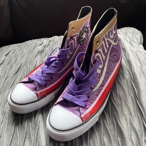NWOT Converse x Willy Wonka Swirl Chuck Taylor All Star Hi Purple Sneakers SZ M8